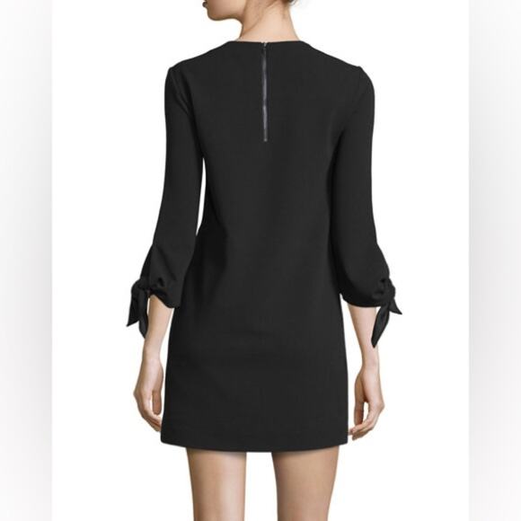 Tibi Tie Sleeve Structured Crepe Black Shift Dress - Picture 2 of 9